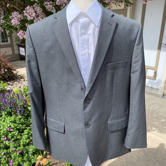 Haggar Other - Haggar Pinstripe Charcoal Suit Jacket Size 46R